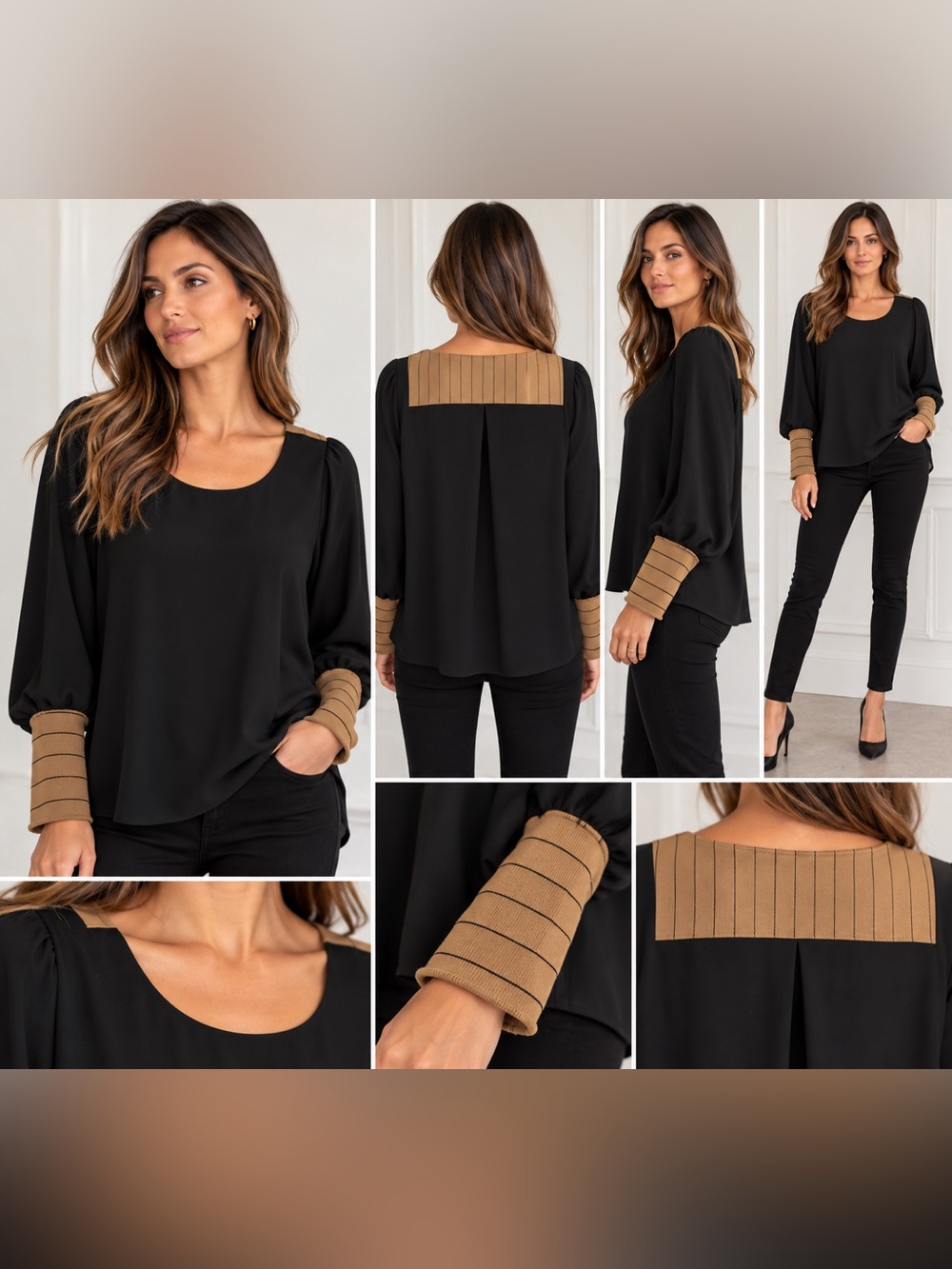 Pier Antonio Gaspari Black Striped Cuff Blouse